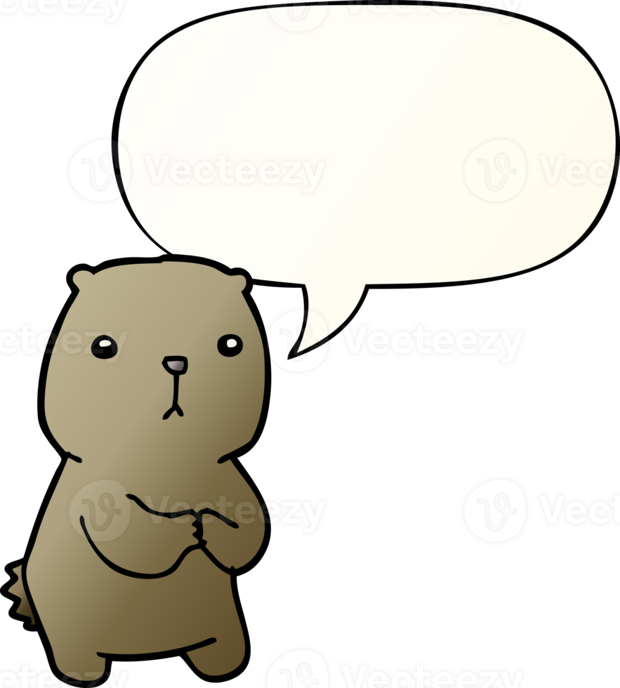 cartoon worried bear with speech bubble in smooth gradient style png