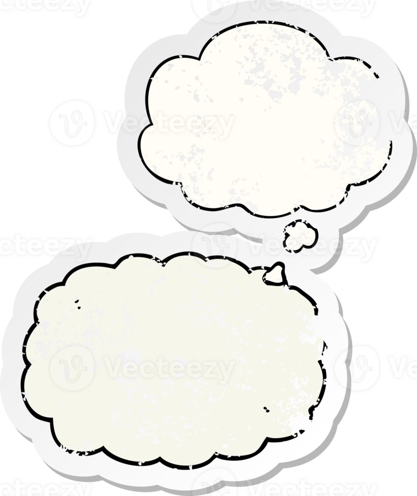 cartoon cloud with thought bubble as a distressed worn sticker png