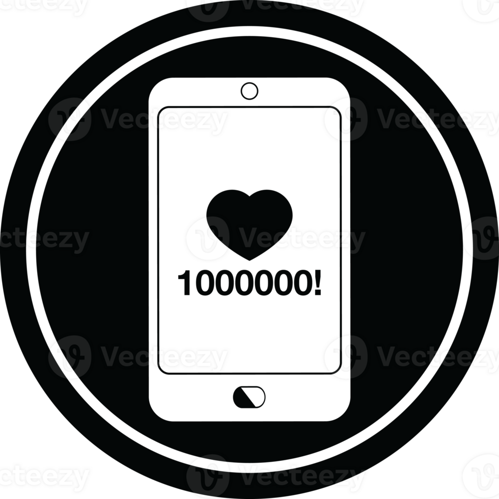 mobile phone showing 1000000 likes circular symbol png
