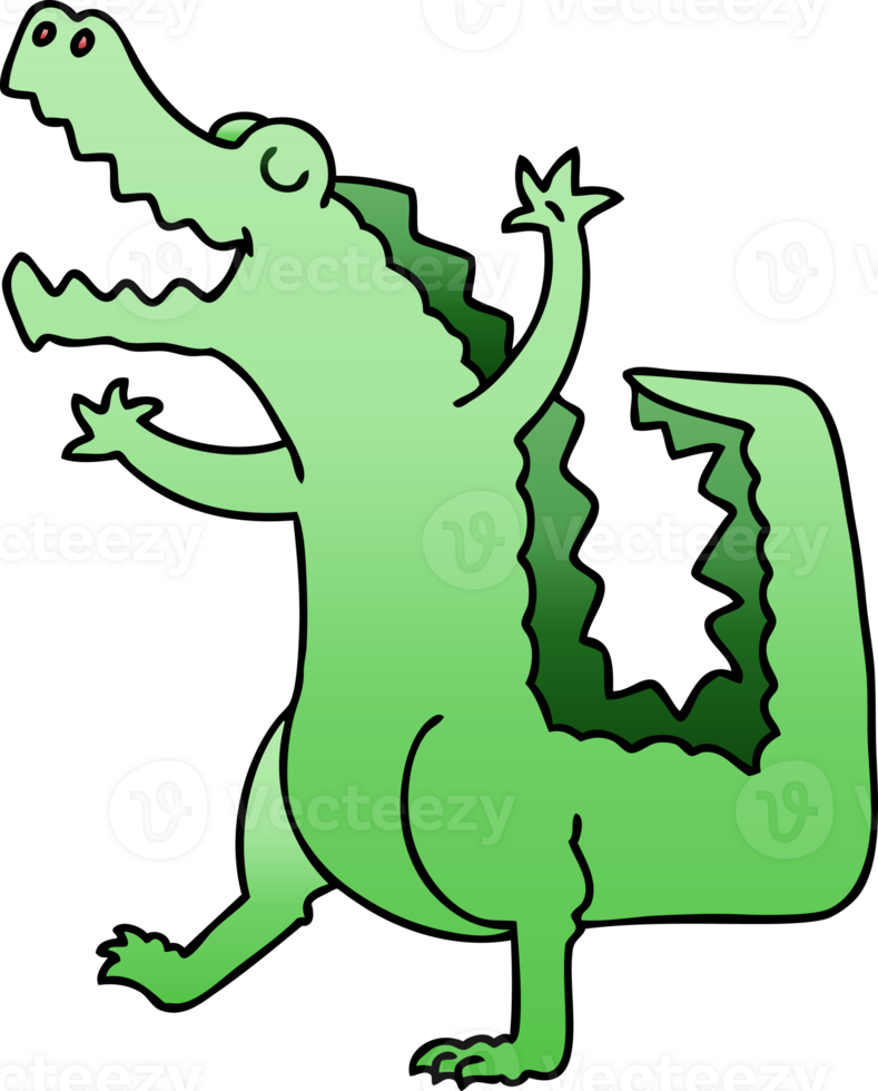gradient shaded quirky cartoon crocodile png