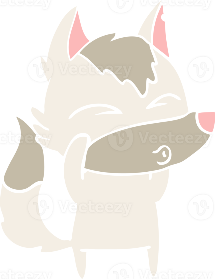 flat color style cartoon wolf whistling png