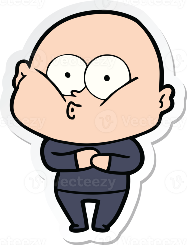 sticker of a cartoon bald man staring png