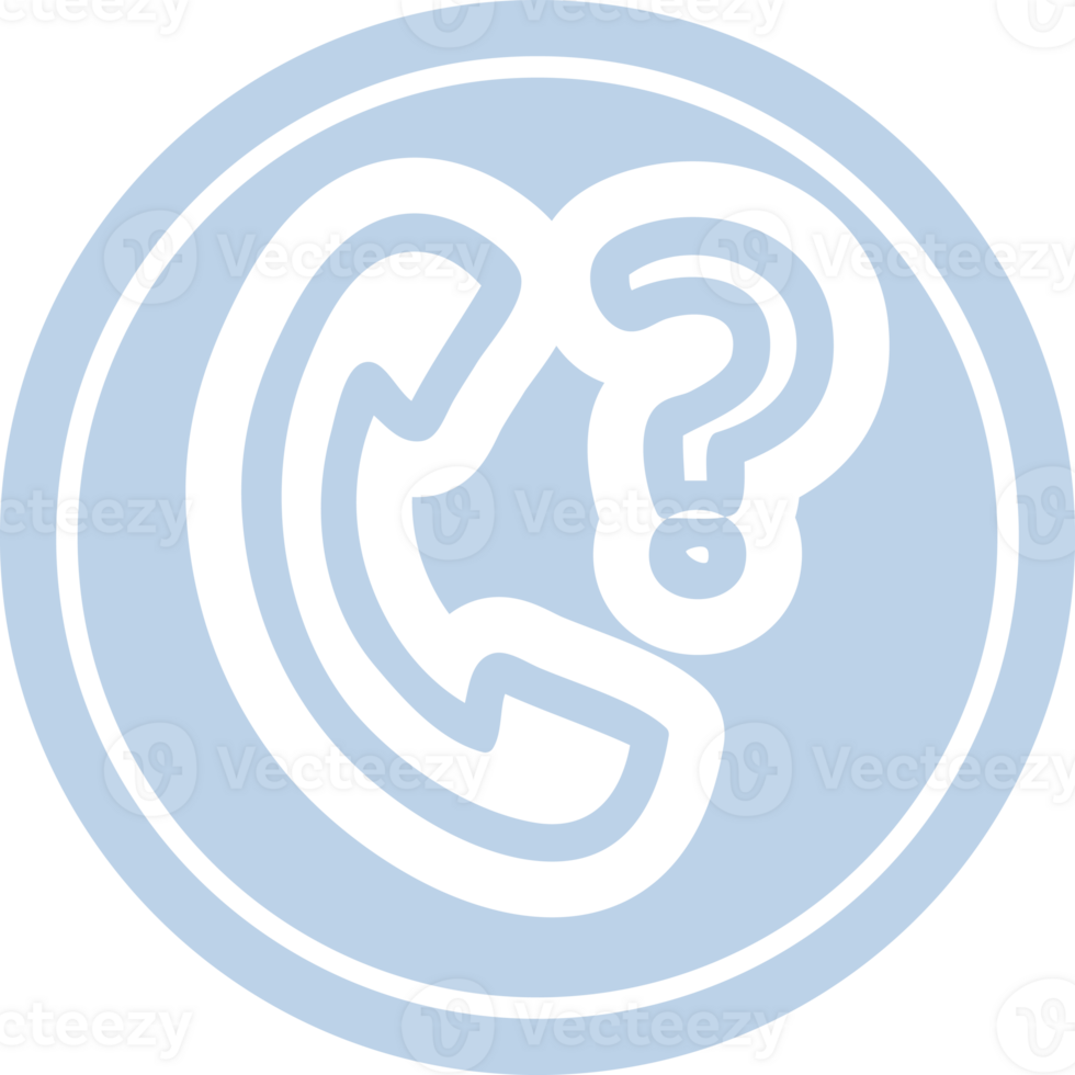 telephone handset with question mark circular icon symbol png