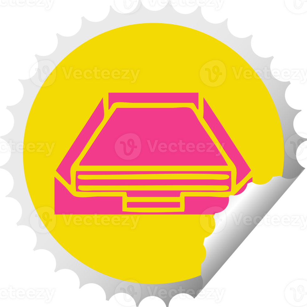 circular peeling sticker cartoon of a in box png