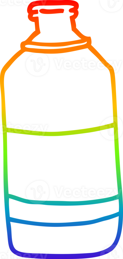 rainbow gradient line drawing of a cartoon old green bottle png