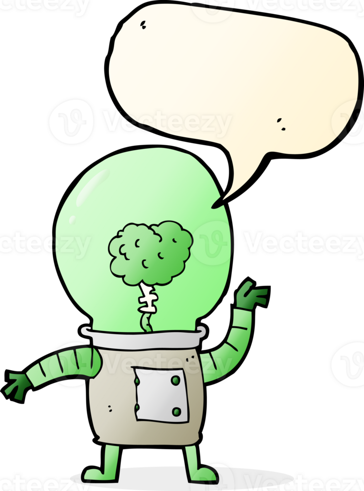 cartoon robot cyborg with speech bubble png