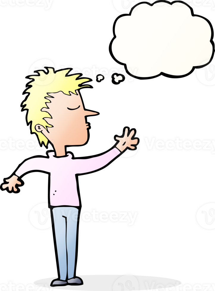 cartoon dismissive man with thought bubble png