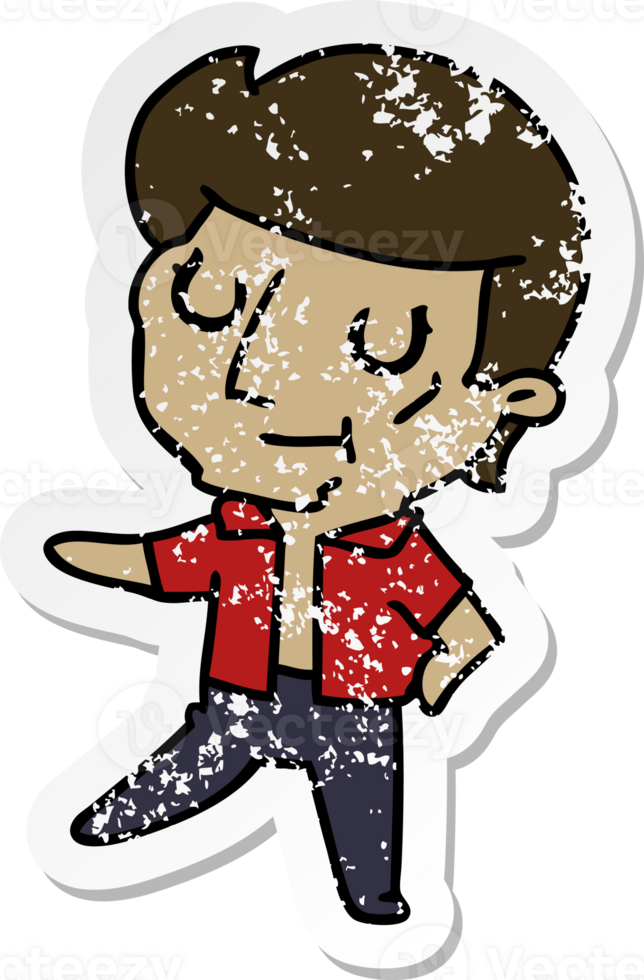 hand drawn distressed sticker cartoon of kawaii older man png