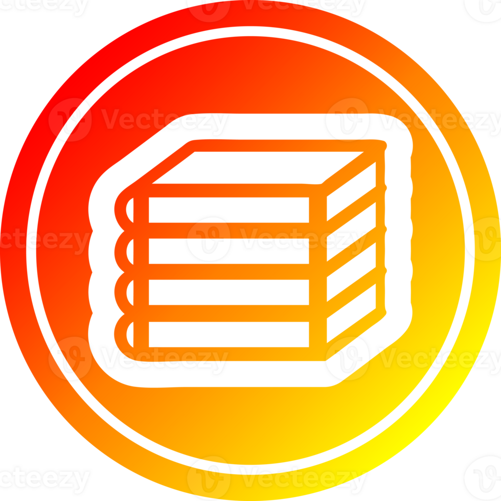 stack of books circular icon with warm gradient finish png