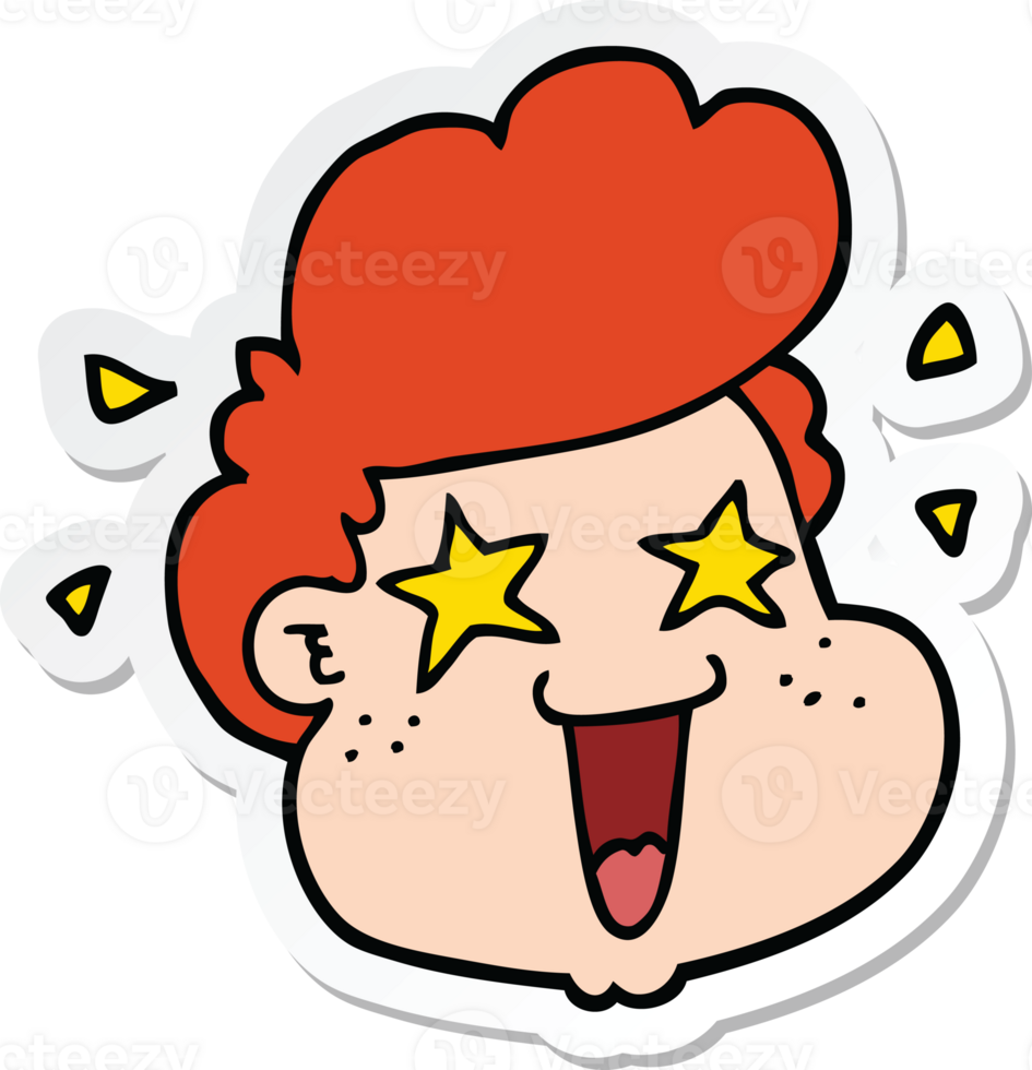 sticker of a cartoon boy's face png