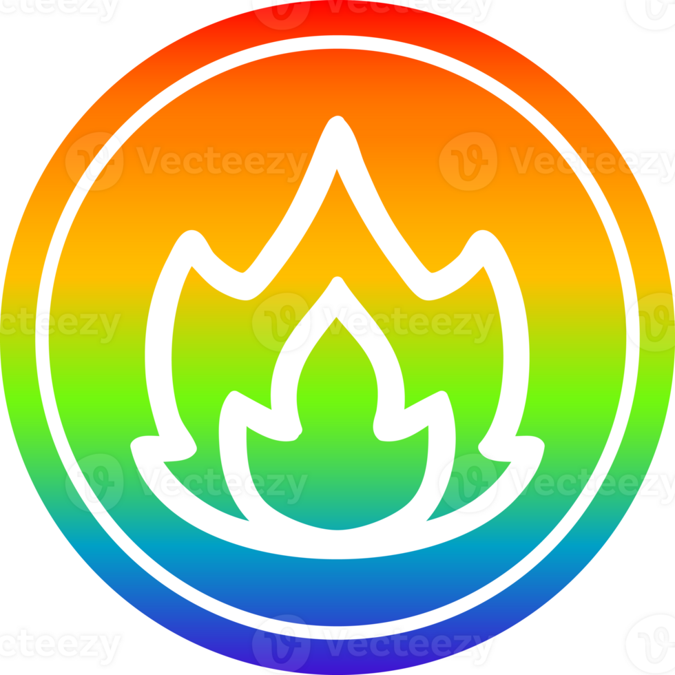 simple flame circular icon with rainbow gradient finish png