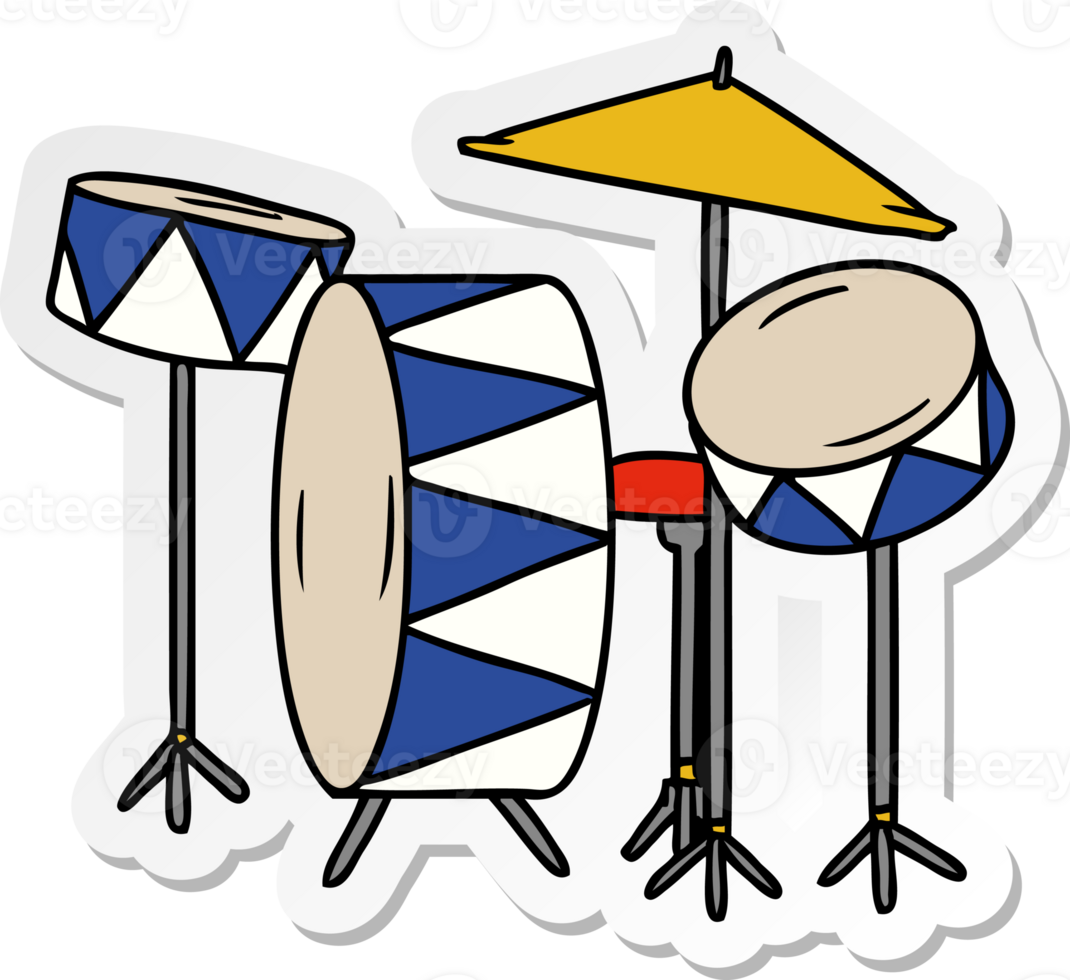 hand drawn sticker cartoon doodle of a drum kit png