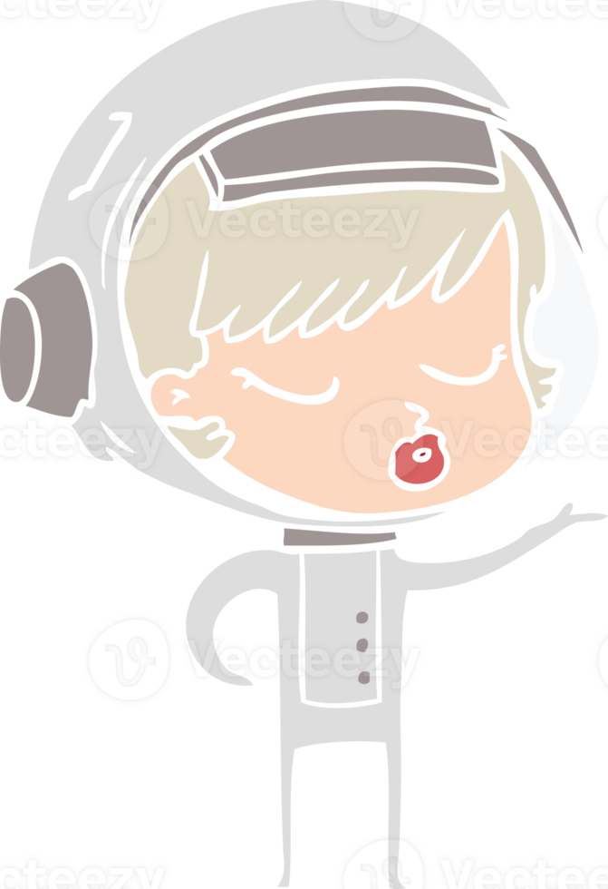 flat color style cartoon pretty astronaut girl png