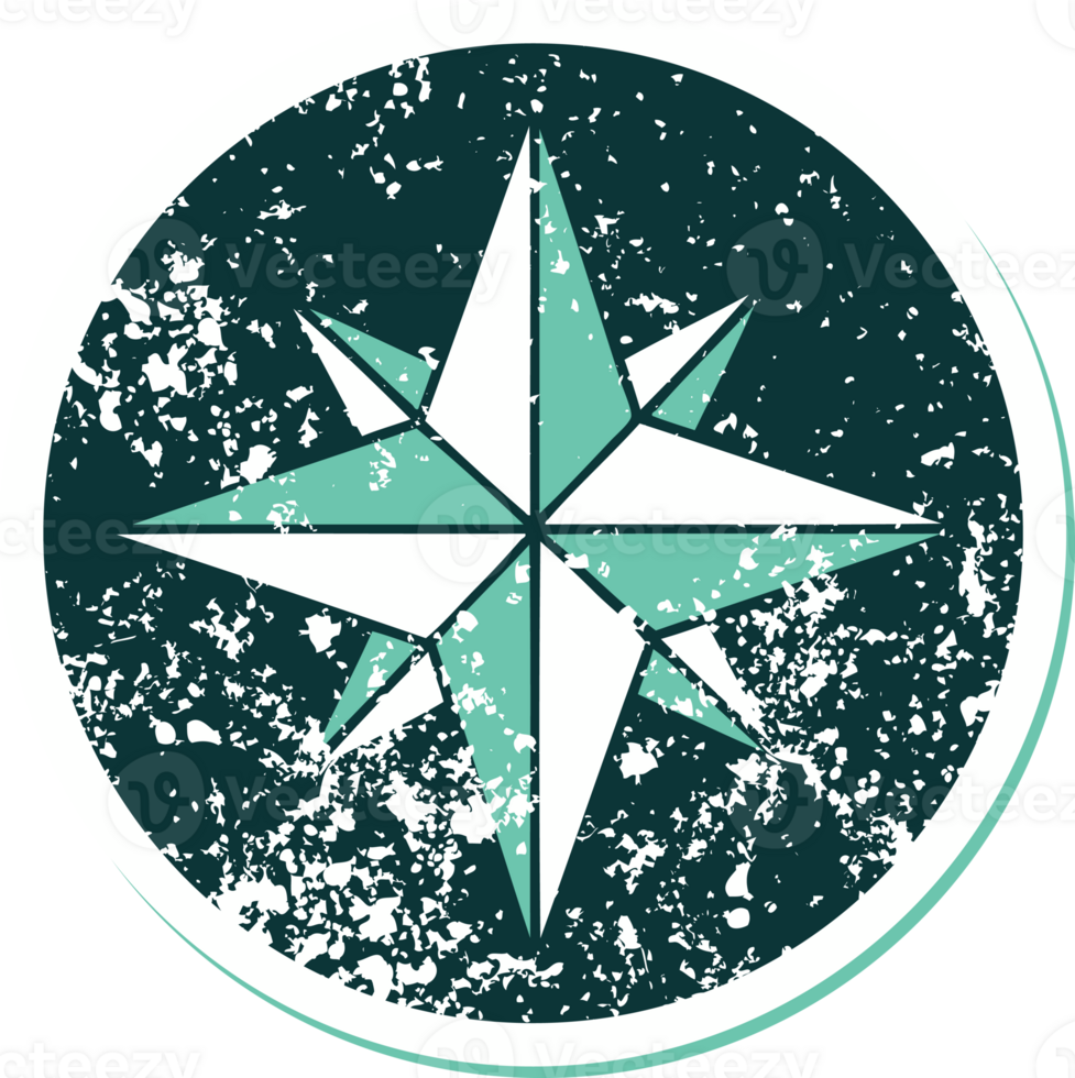 iconic distressed sticker tattoo style image of a star png