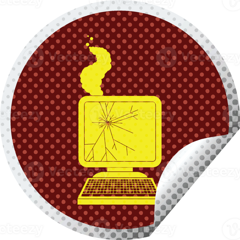 broken computer graphic circular peeling sticker png