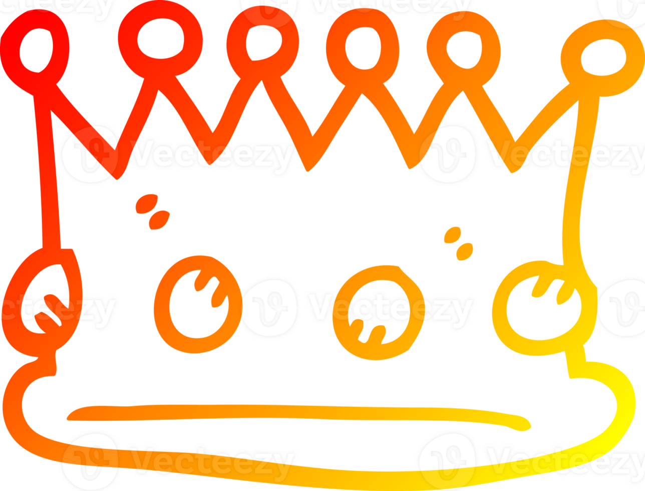 warm gradient line drawing of a cartoon royal crown png