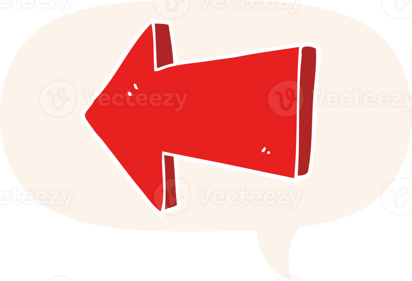 cartoon pointing arrow with speech bubble in retro style png