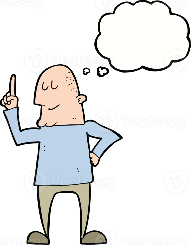 cartoon man pointing finger with thought bubble png