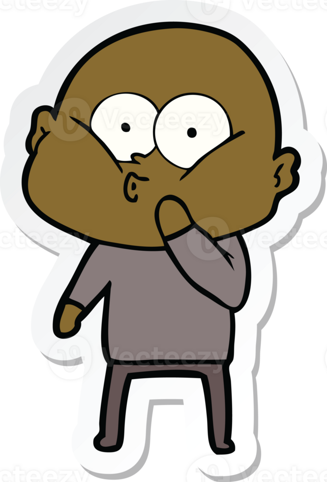 sticker of a cartoon bald man staring png