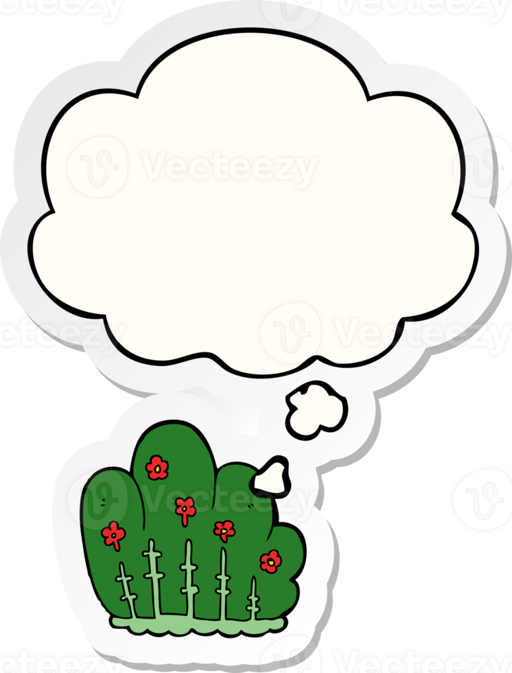 cartoon hedge with thought bubble as a printed sticker png