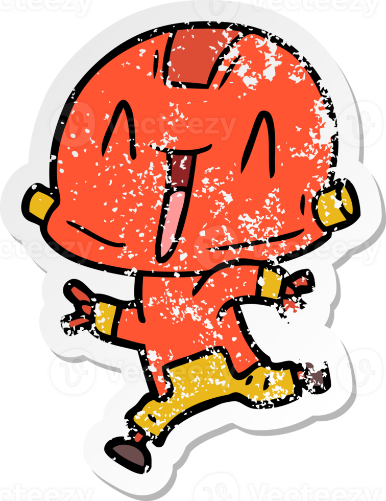distressed sticker of a cartoon robot png