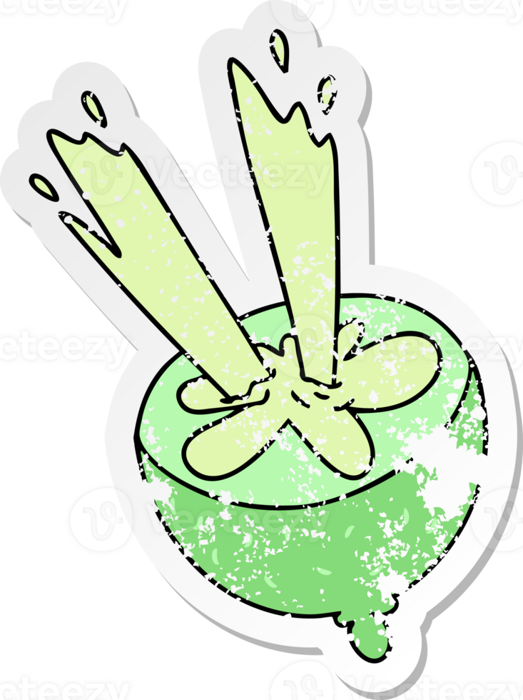 distressed sticker of a quirky hand drawn cartoon lime png