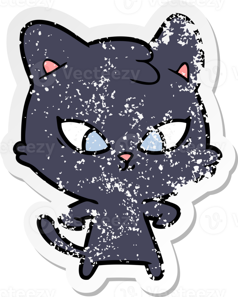distressed sticker of a cute cartoon cat png