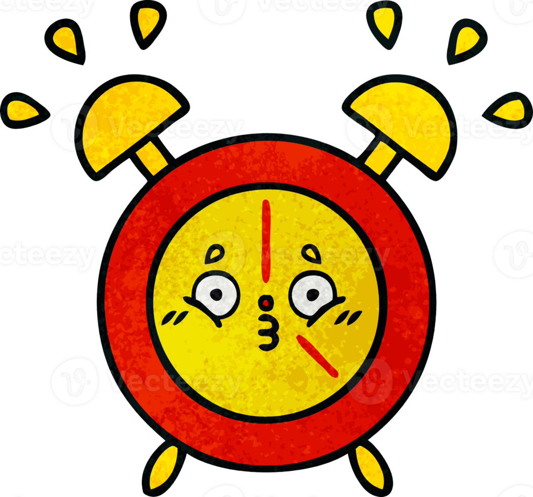 retro grunge texture cartoon of a alarm clock png