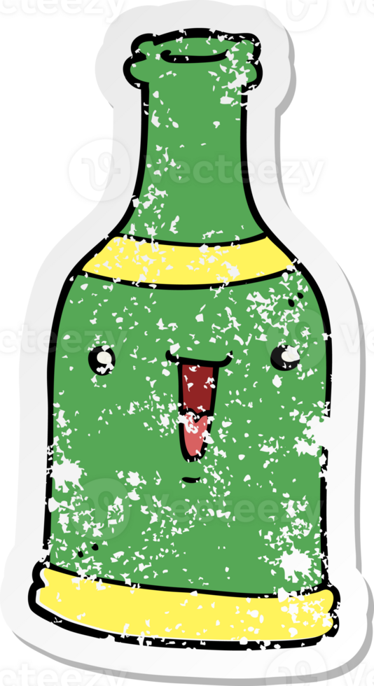 adesivo in difficoltà di una bottiglia di birra dei cartoni animati png