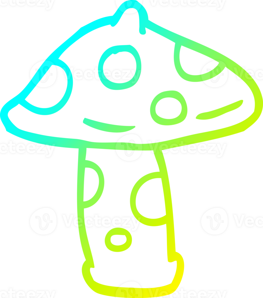 cold gradient line drawing of a cartoon mushroom png