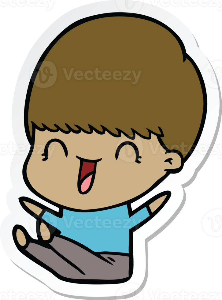 sticker of a happy cartoon boy png