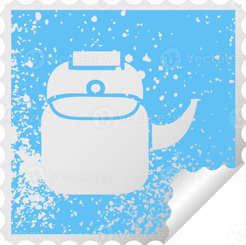 distressed square peeling sticker symbol of a kettle pot png