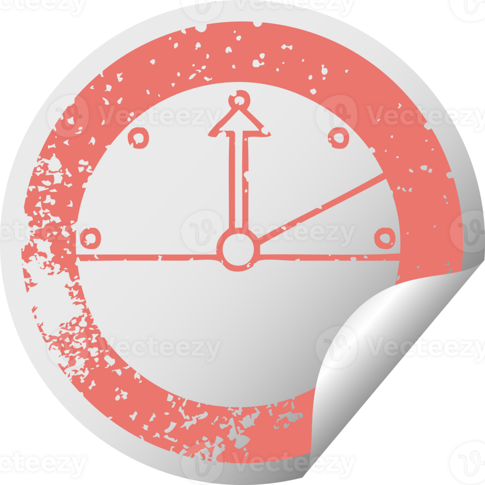 distressed circular peeling sticker symbol of a speedometer png