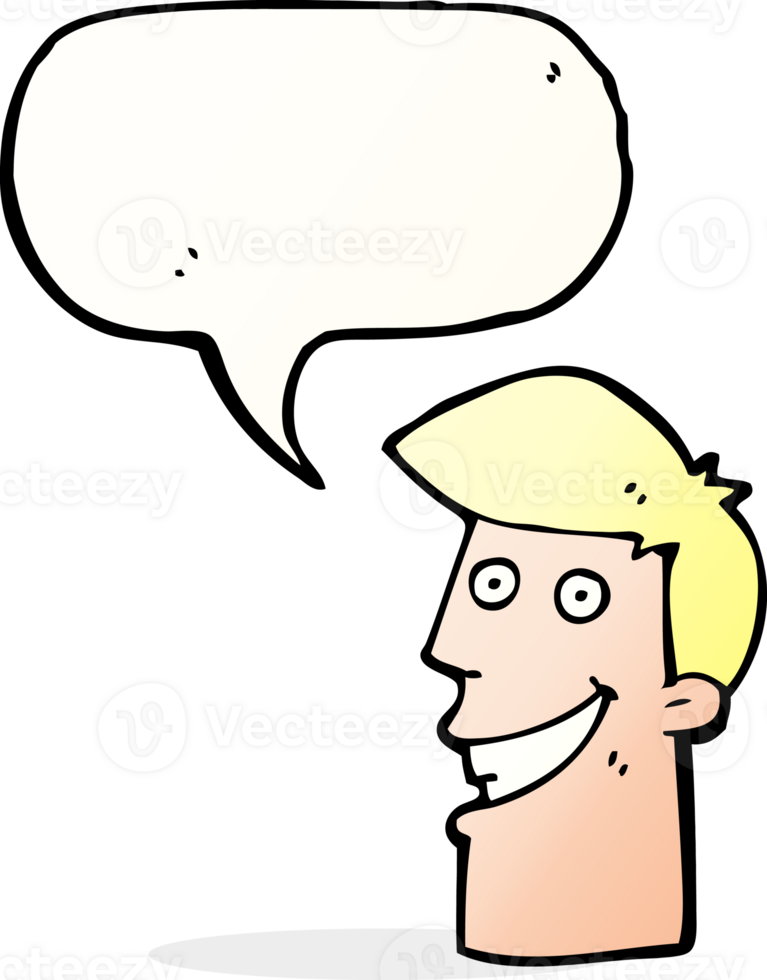 cartoon grinning man with speech bubble png