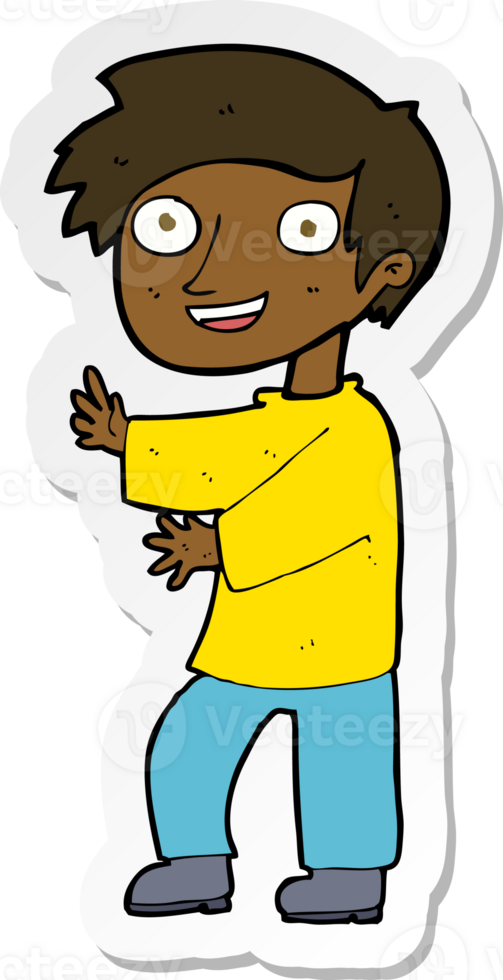 sticker of a cartoon excited boy png