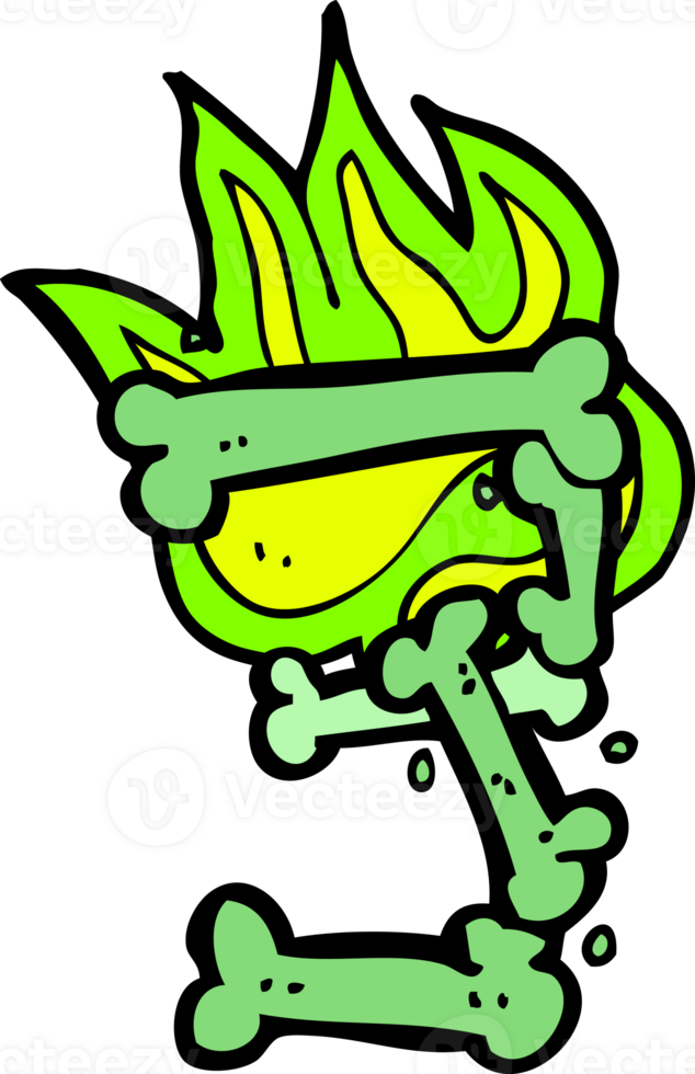 cartoon halloween bone number png