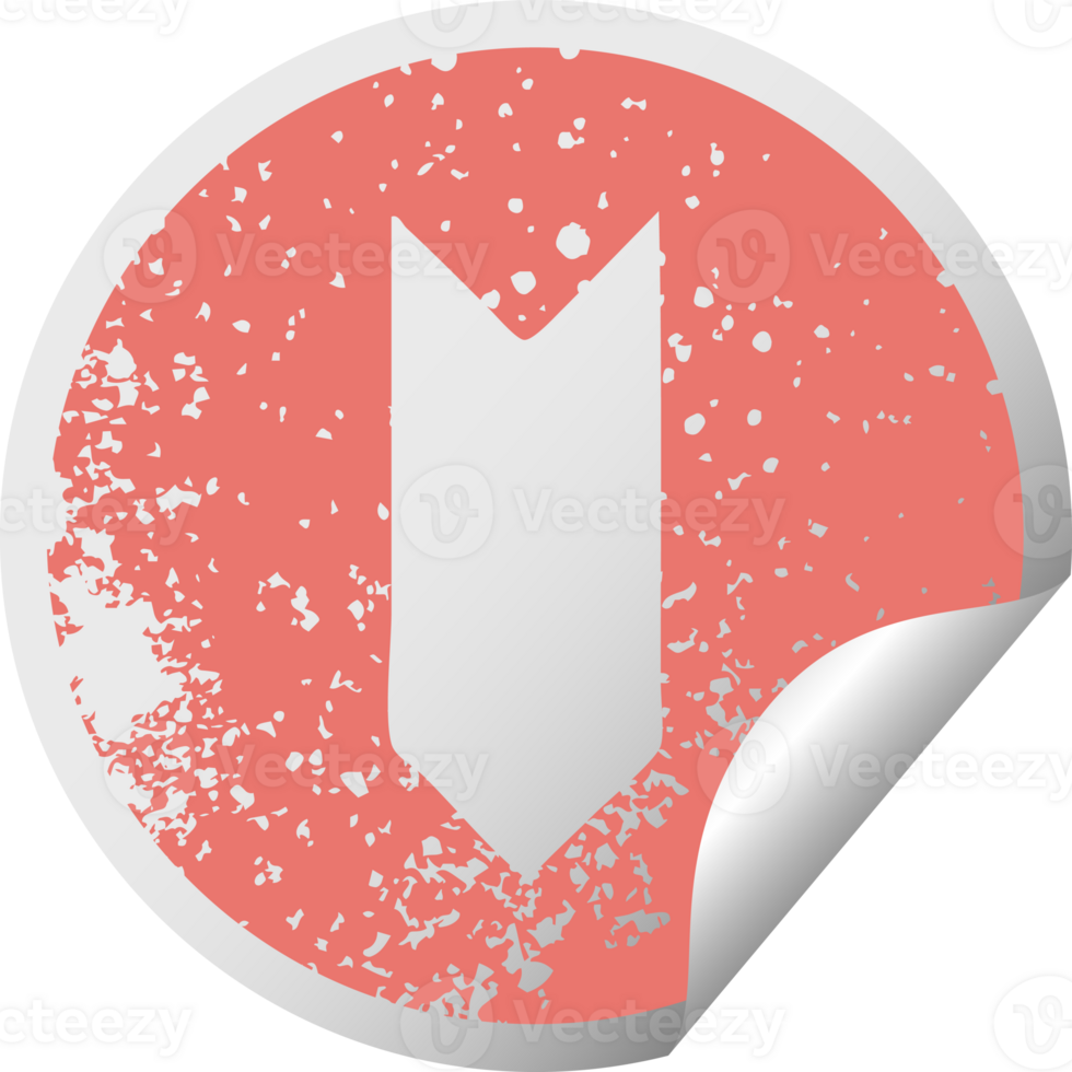 distressed circular peeling sticker symbol of amedal ribbon png