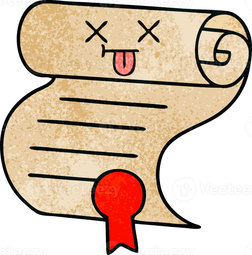 retro grunge texture cartoon of a contract png