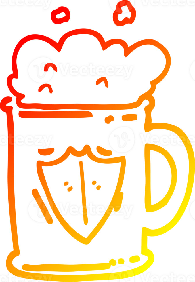 warm gradient line drawing of a cartoon tankard png