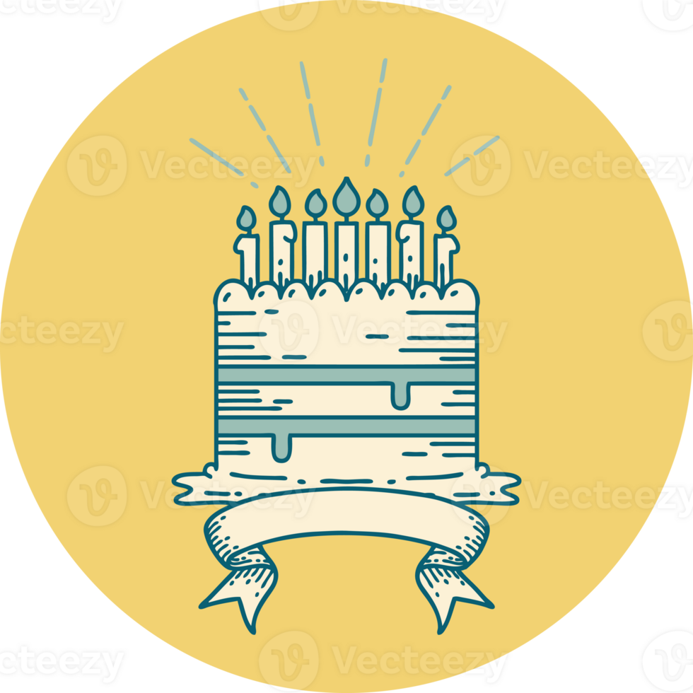 icon of a tattoo style birthday cake png