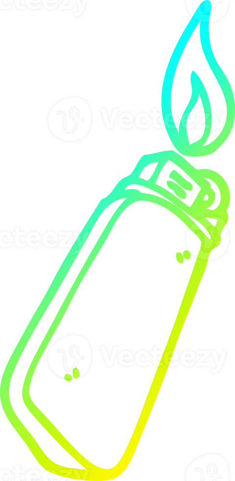 cold gradient line drawing of a cartoon disposable lighter png