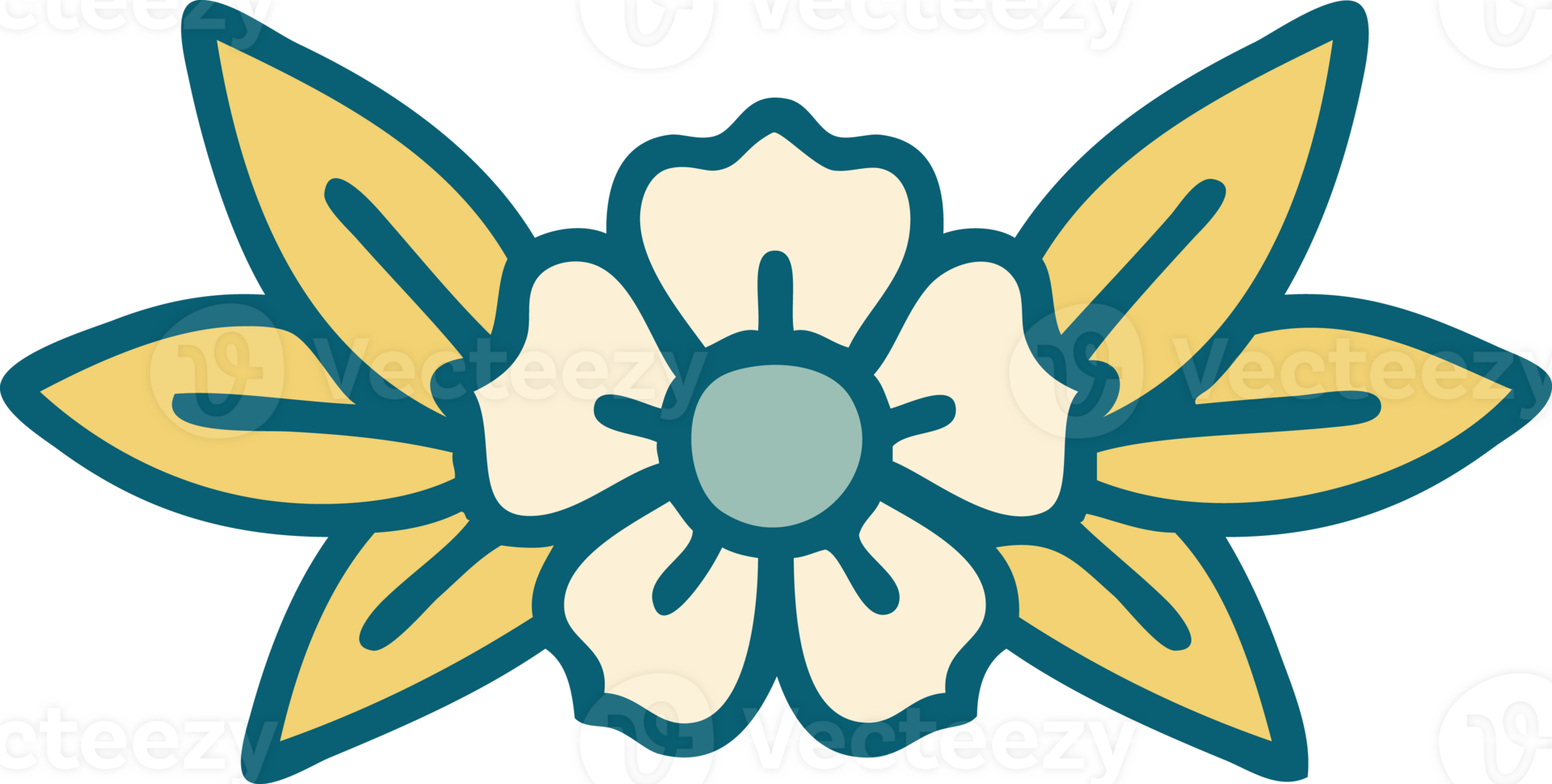 iconic tattoo style image of a flower png