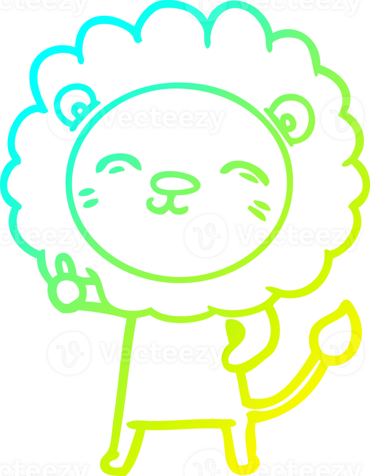 cold gradient line drawing of a cartoon lion png