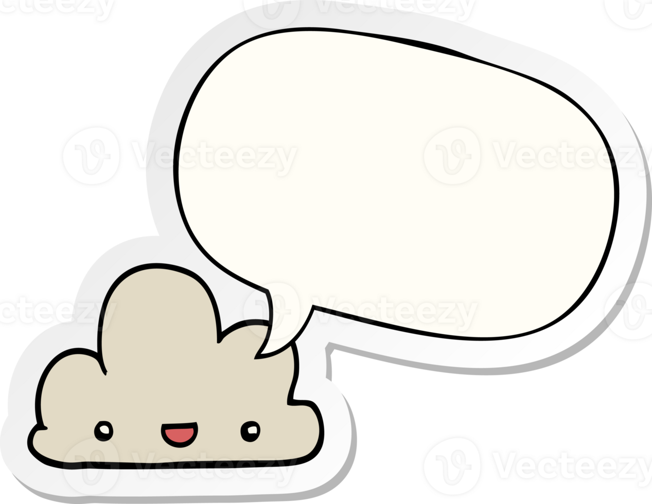 cartoon tiny happy cloud with speech bubble sticker png