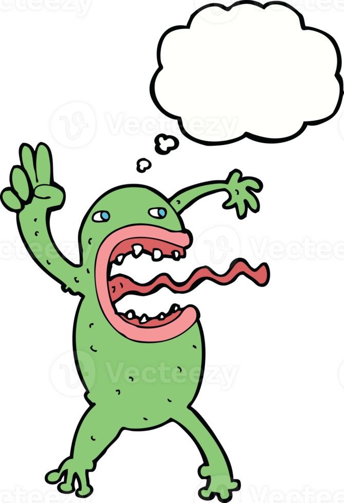 cartoon crazy frog with thought bubble png