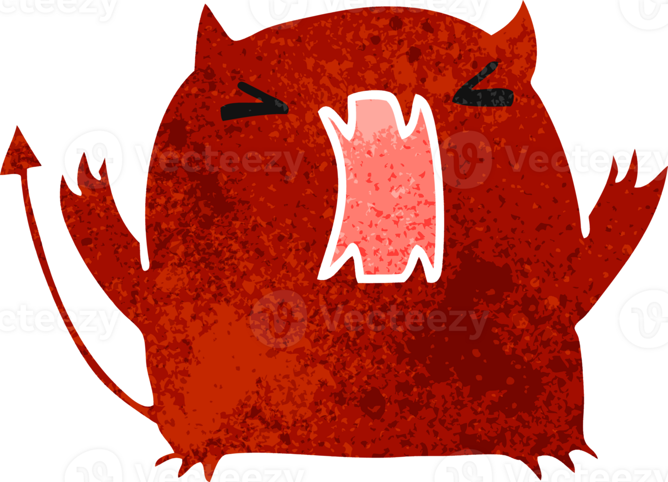 retro cartoon illustration of a cute kawaii devil png