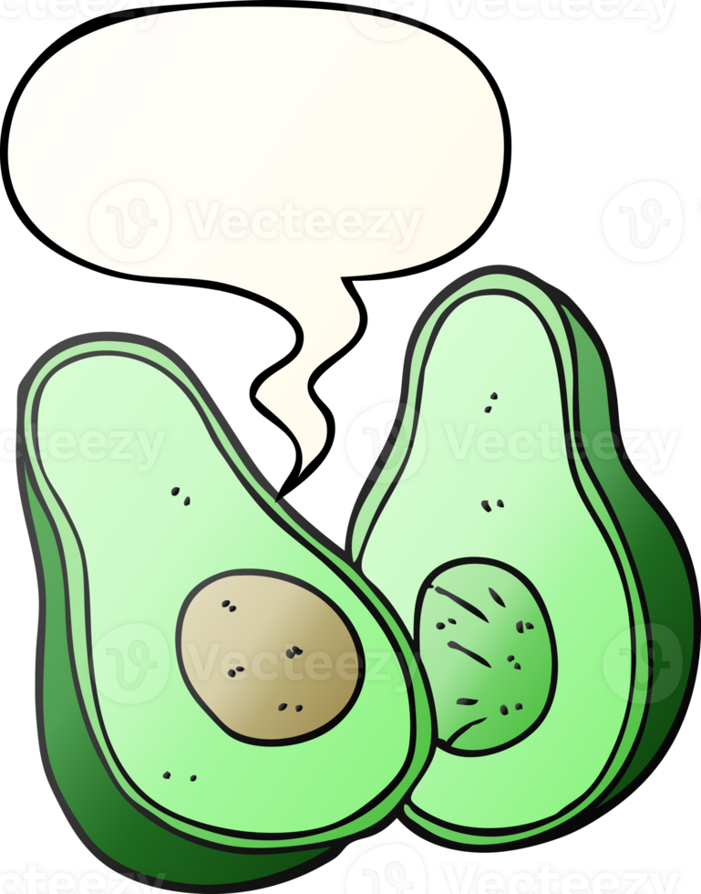 cartoon avocado with speech bubble in smooth gradient style png