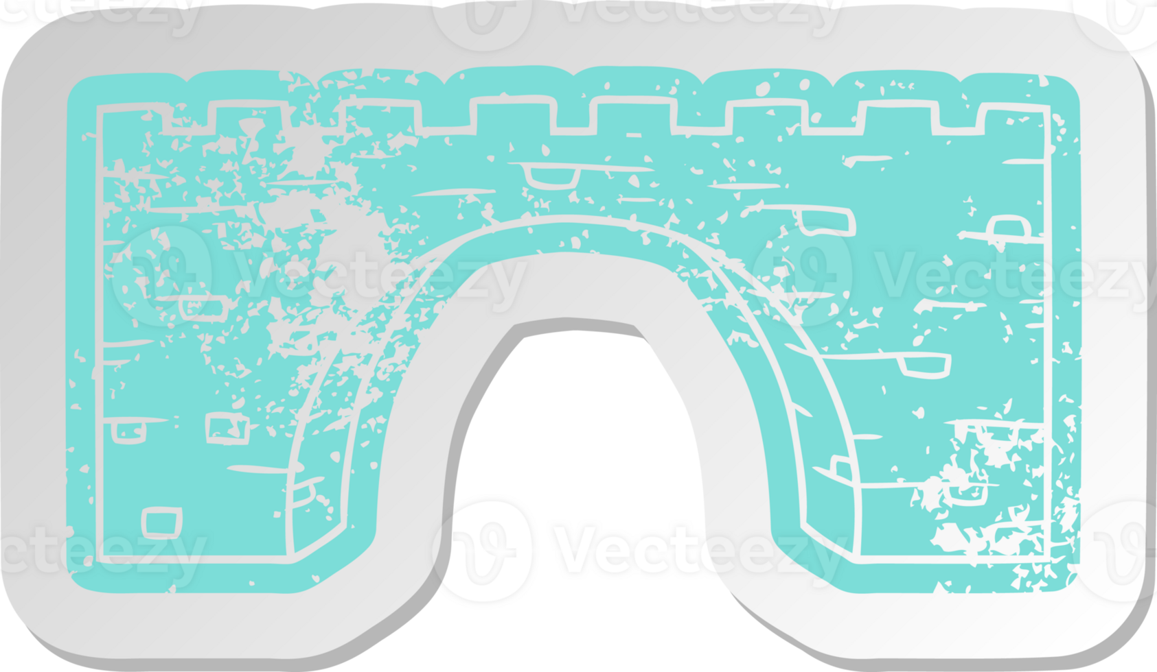 distressed old cartoon sticker of a stone bridge png