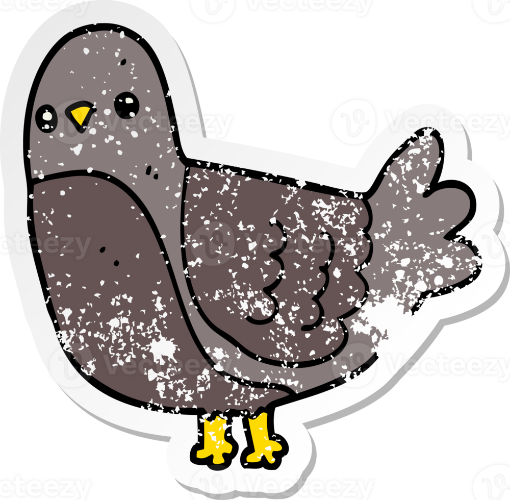 distressed sticker of a cartoon bird png