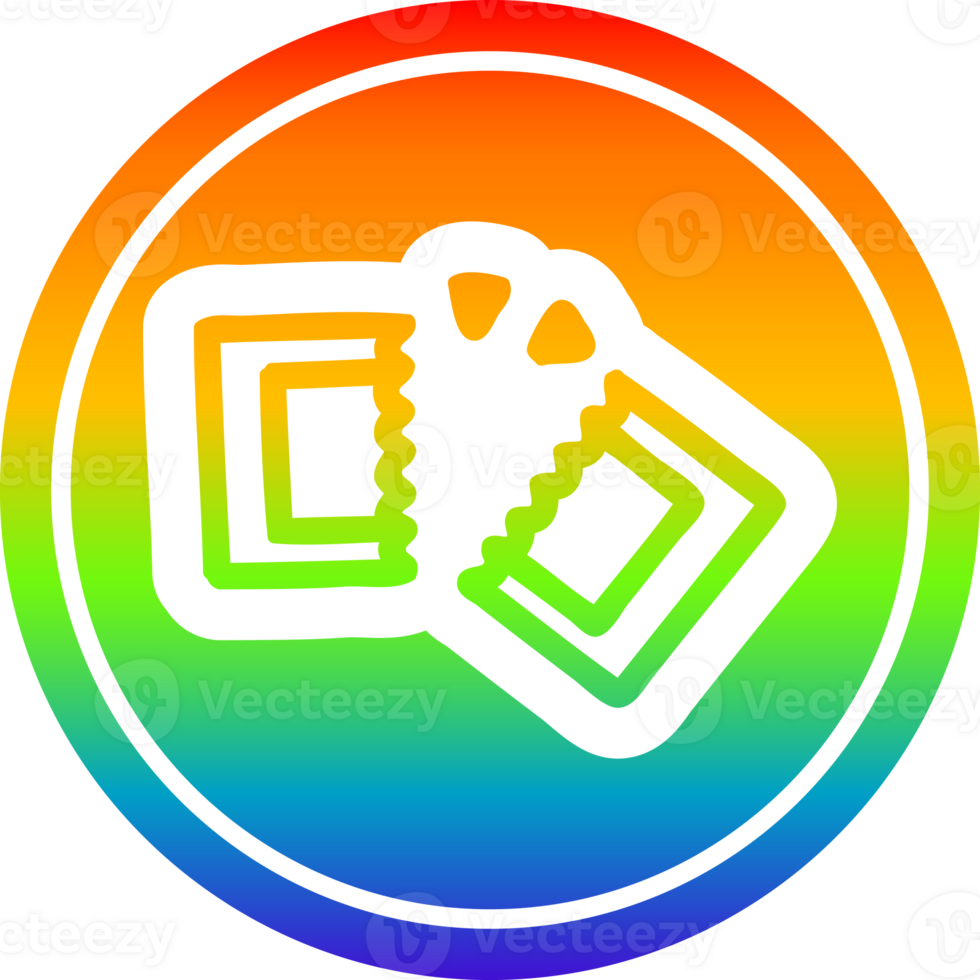 movie ticket circular icon with rainbow gradient finish png